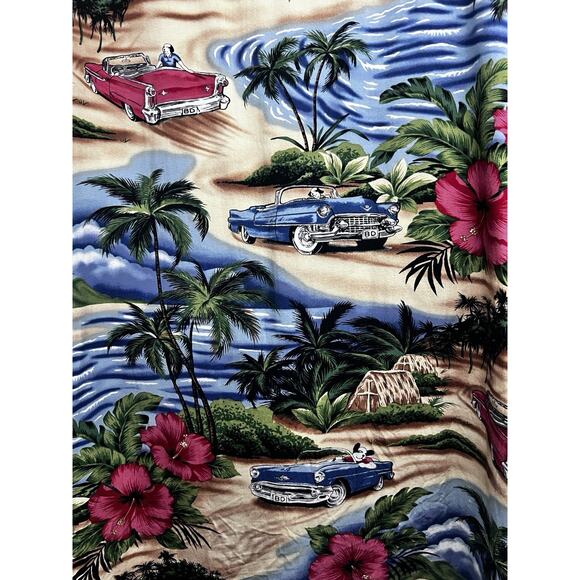 Big Dogs Vintage Hawaiian Floral Convertible Cars Button Up Shirt 3X Pocket USA - Picture 7 of 10